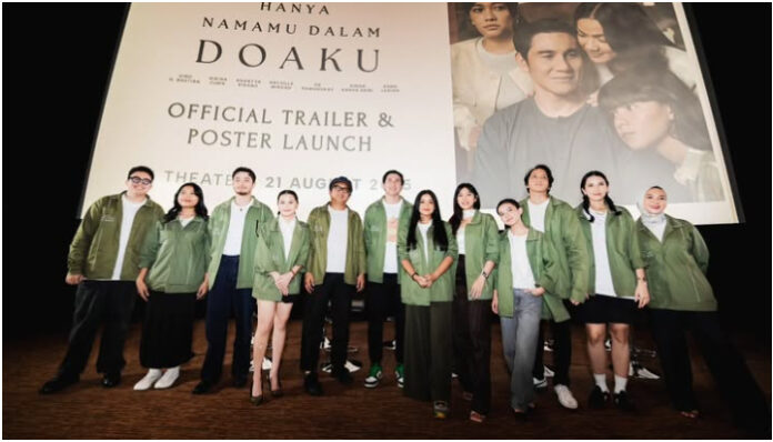 Press conference launching trailer film Hanya Namamu dalam Doaku. (Foto: Instagram @rekawijayakusuma)