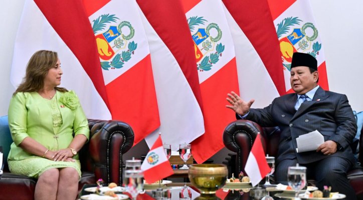 Presiden Republik Indonesia, Prabowo Subianto dan Presiden Republik Peru, Dina Ercilia Boluarte Zegarra melakukan pertemuan, di ruang kerja Istana Merdeka, Jakarta, Senin, 11 Agustus 2025. (Foto: BPMI Setpres/Muchlis)