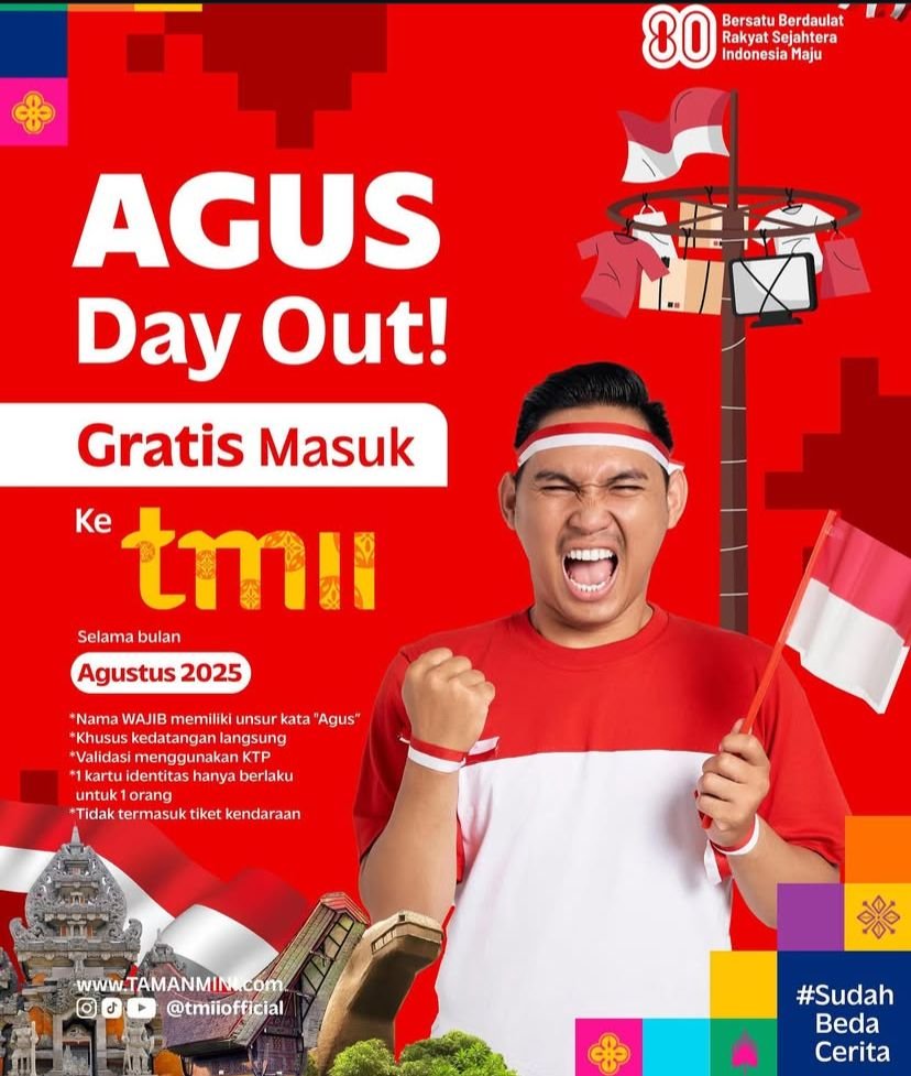 Promo Agus Day Out TMII (Foto : instagram / @tmiiofficial)