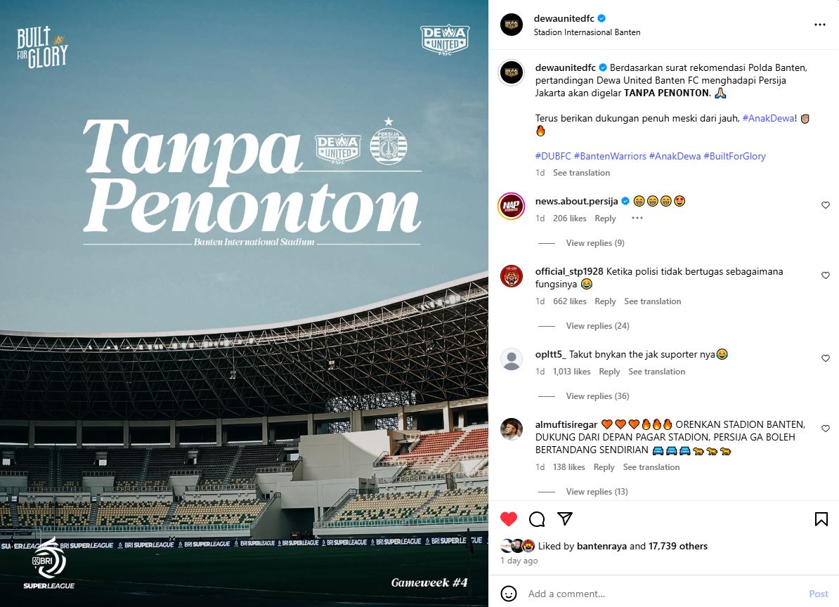 Instagram/@dewaunitedfc