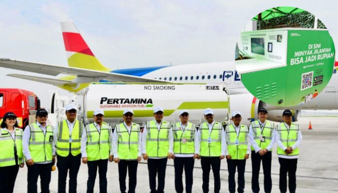 Pertamina sukses uji coba penerbangan menggunakan Sustainable Aviation Fuel (SAF) berbahan baku minyak jelantah.