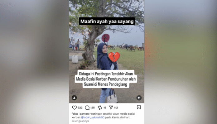 Unggahan terakhir korban pembunuhan di Pandeglang (Instagram/ @fakta_banten)