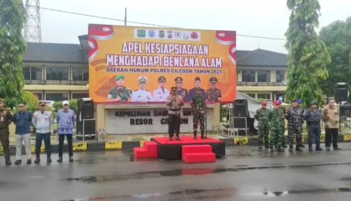 Hadapi bencana hidrometeorologi, Polres Cilegon gelar apel kesiapsiagaan bencana.