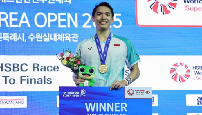 Jonatan Christie Juara Korea Open 2025 Usai Tundukkan Anders Antonsen di Final (Foto : PBSI)