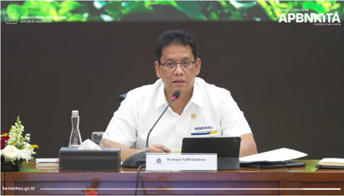 Menteri Keuangan Purbaya Yudhi Sadewa saat konferensi pers realisasi APBN di Jakarta, Senin, 22 September 2025.