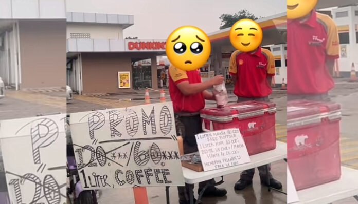 Pegawai SPBU menjadi sorotan di media sosial setelah video mereka berjualan kopi di pinggir jalan tepat di depan SPBU Shell.