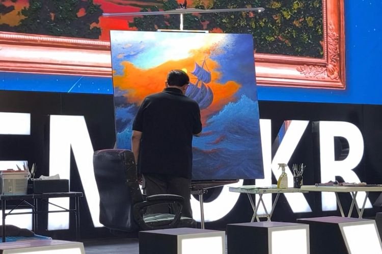 SBY persembahkan karya lukisan kepada partainya (Kompas)