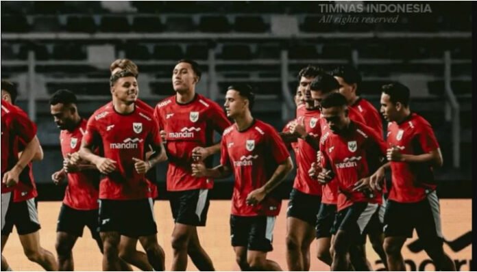 Timnas Indonesia menjalani sesi latihan bersama sebagai persiapan menghadapi laga uji coba FIFA Match Day kontra Chinese Taipei.