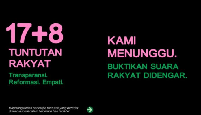 17+8 Tuntutan Rakyat yang viral di media sosial.