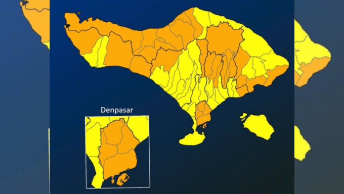 Peta wilayah Bali; kini tengah menghadapi banjir bandang (Instagram/ @bmkgbali)