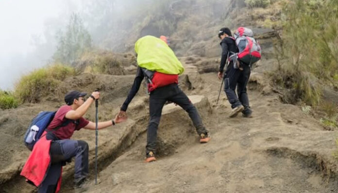 Ilustasi pendakian Gunung Rinjani (Foto : Instagram@btn_gn_rinjani)