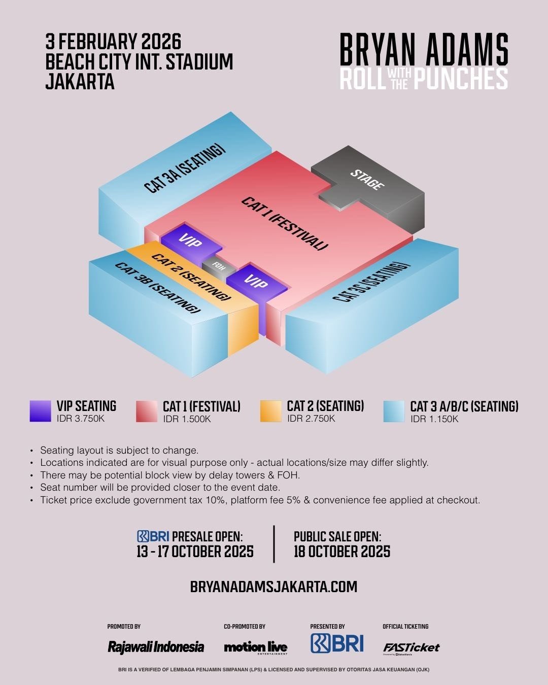 Harga tiket Bryan Adams di Jakarta 2026 (Instagram/ @rajawaliindonesia)