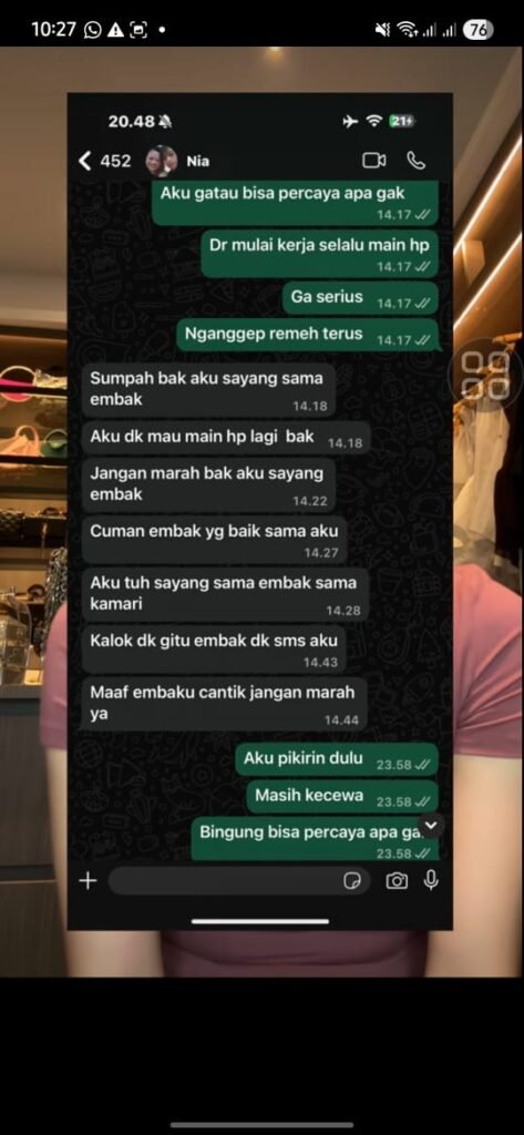 Bukti chat Jennifer dengan mantan pengasuh Kamari