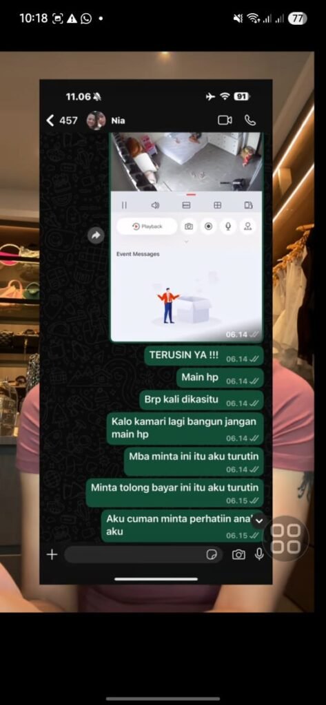 Bukti chat Jennifer dengan mantan pengasuh Kamari