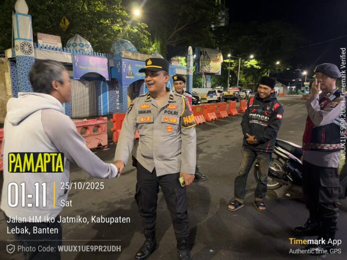 Pelaksanaan Kegiatan Rutin yang Ditingkatkan (KRYD) melalui kegiatan patroli malam di wilayah hukum Polres Lebak, Sabtu, 25 Oktober 2025 (Bantentv.com/ Imron)
