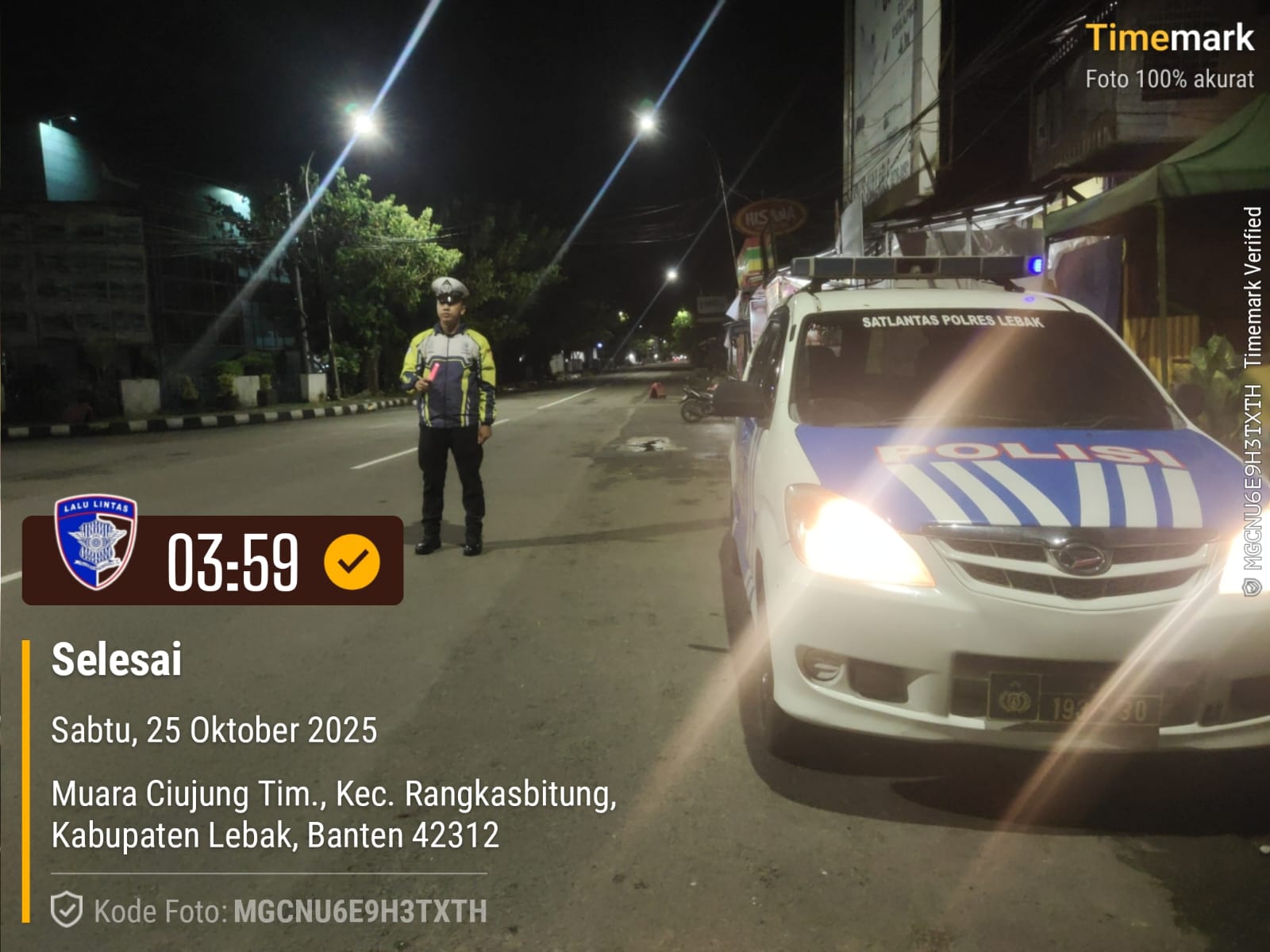 Pelaksanaan Kegiatan Rutin yang Ditingkatkan (KRYD) melalui kegiatan patroli malam di wilayah hukum Polres Lebak, Sabtu, 25 Oktober 2025 (Bantentv.com/ Imron)