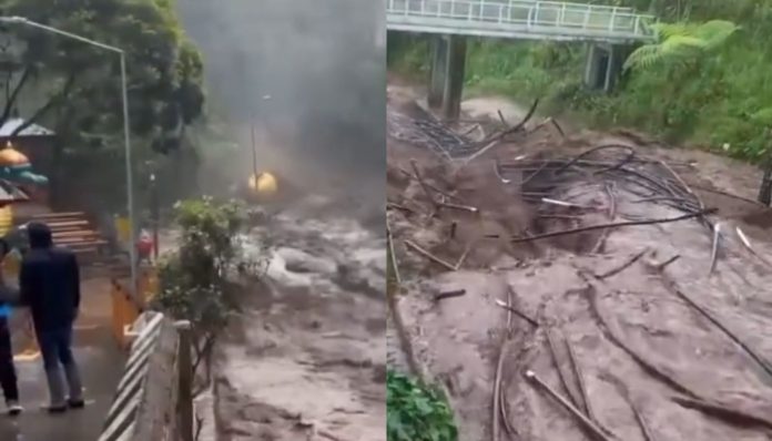 Banjir Bandang Terjang Kawasan Wisata Guci Tegal. (Foto: Tangkapan layar TT/indonesia_geographic)