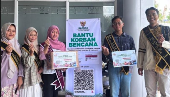 Duta UIN SMH Banten galang donasi untuk korban bencana Aceh–Sumatra. (Foto: Bantentv.com)