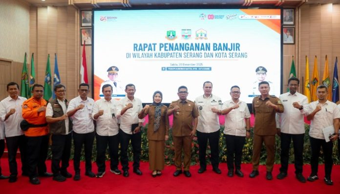 Rapat Koordinasi Penanganan Banjir di Pendopo Gubernur Banten, KP3B Curug, Kota Serang. (Foto: Istimewa)