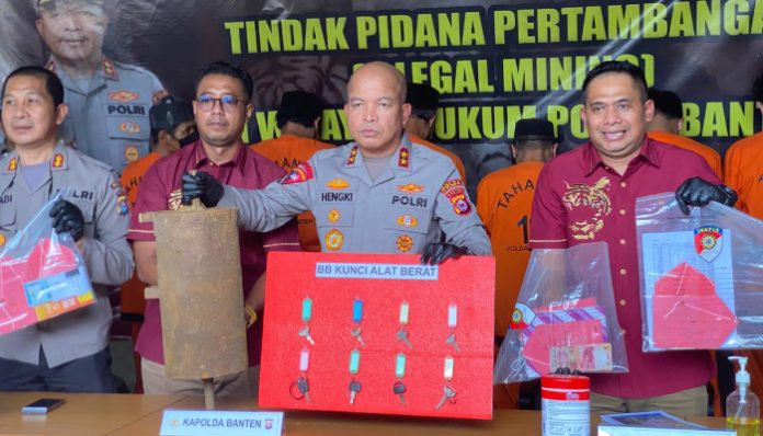 Polda Banten berhasil membongkar jaringan tambang ilegal yang beroperasi di wilayah Lebak, Serang, dan Kabupaten Tangerang