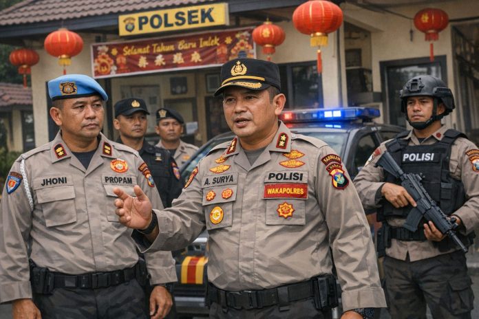 Ilustrasi. Wakapolres Serang mengecek kesiapsiagaan Polsek jelang libur Imlek dan libur panjang (AI)