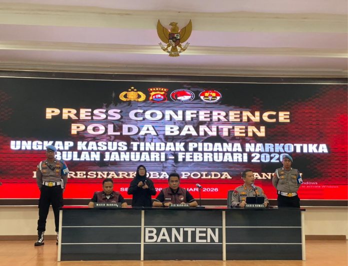 Polda Banten mengamankan 54 tersangka kasus narkotika periode Januari–Februari 2026 (Bantentv.com/ Imron)