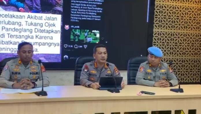 Polisi memastikan belum ada tersangka dalam kecelakaan tragis ojek di Pandeglang (Bantentv.com/ Imron)