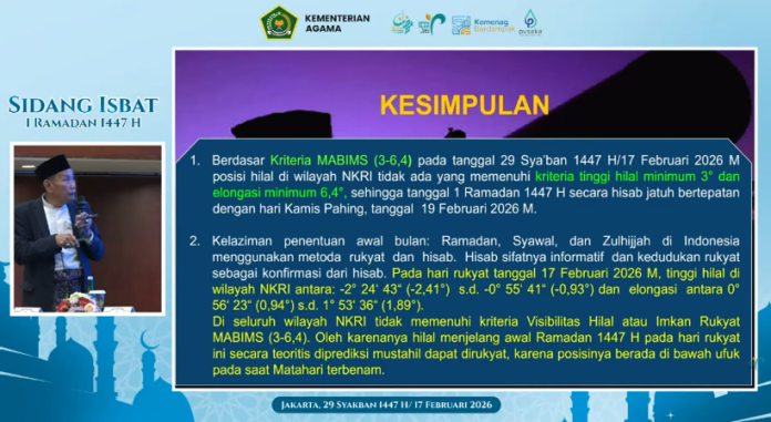Tim Hisab Kemenag: 1 Ramadan 1447 H Jatuh pada 19 Februari 2026 (Tangkapan Layar YT/ Bimas Islam TV)