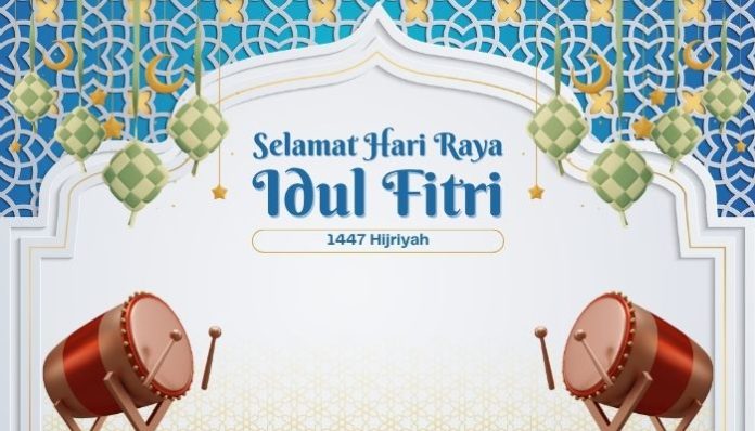 Ilustrasi kartu ucapan Hari Raya Idulfitri