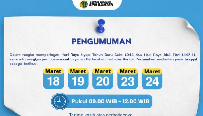 Pengumuman pelayanan perhatanan di Banten