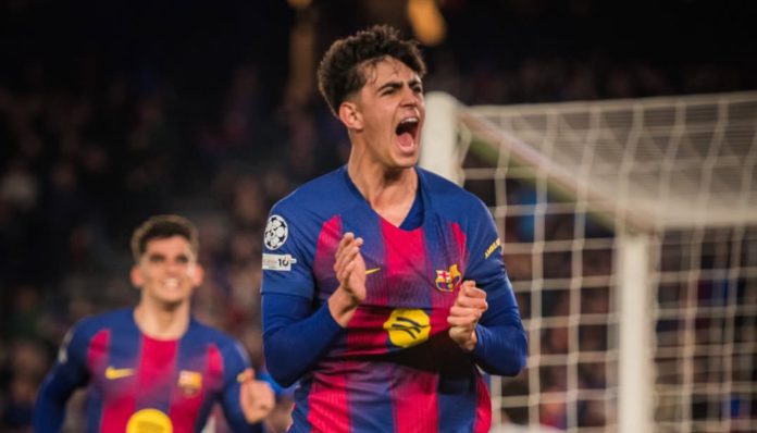 Selebrasi penuh semangat pemain Barcelona setelah mencetak gol ke gawang Newcastle United