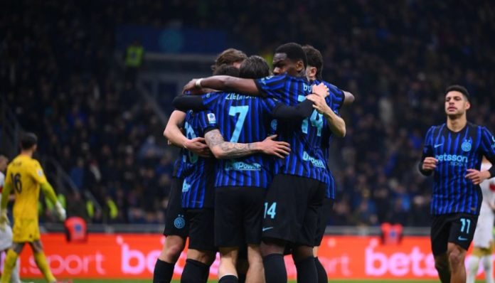 Selebrasi pemain Inter Milan usai meraih kemenangan di Serie A