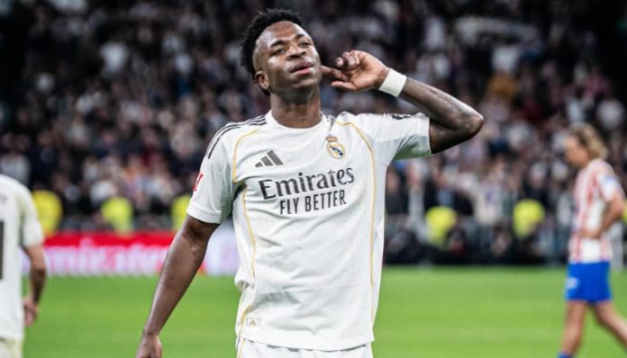 Vinicius Junior tampil gemilang dengan dua gol saat Real Madrid menaklukkan Atletico Madrid.
