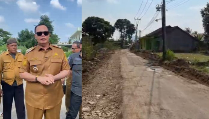 Budi Rustandi meninjau betonisasi belasan kilometer jalan di Kota Serang (Foto: Bantentv.com/ Jaya)