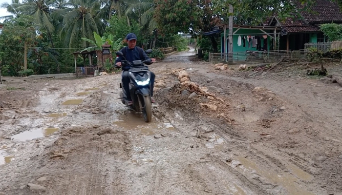 Kondisi jalan penghubung desa di Cimanggu Kabupaten Pandeglang
