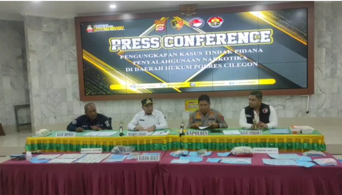 Press Conference pengungkapan kasus tindak pidana penyalahgunaan narkotika di daerah hukum polres cilegon