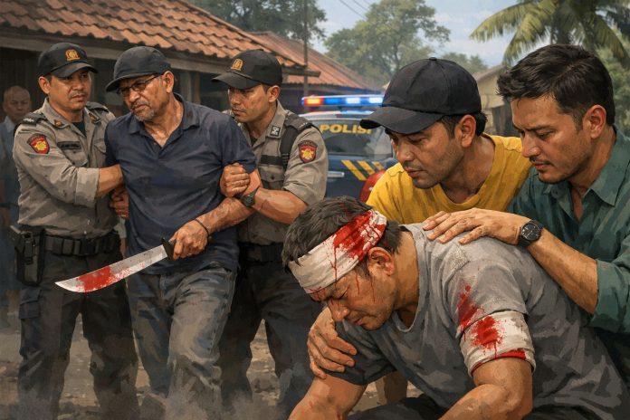Ilustrasi pria di Ciruas menganiaya warga Depok dengan golok (Foto: AI)