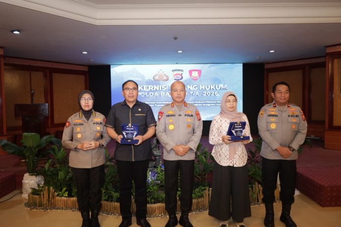 Rapat Kerja Teknis (Rakernis) Bidang Hukum (Bidkum) Polda Banten Tahun Anggaran 2026 di Ballroom Ledian Hotel, Kota Serang, Kamis, 23 April 2026 (Foto: Bantentv.com/ Imron)