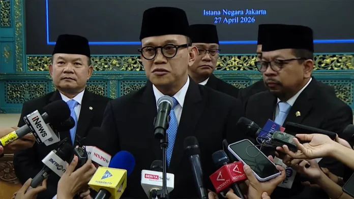 Abdul Kadir Karding usai pelantikan di Istana Negara, Jakarta Pusat, Senin, 27 April 2026 (Foto: YT/ Sekretariat Presiden)