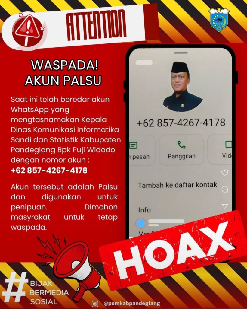 ASN di Kabupaten Pandeglang diimbau waspada terhadap penipuan yang mencatut nama pejabat.