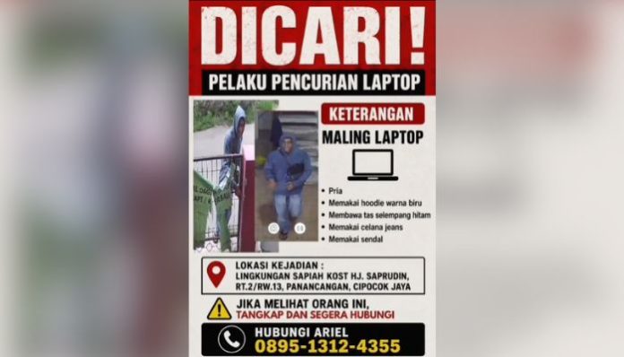 Satu unit laptop milik seorang mahasiswa penghuni indekos di wilayah Kota Serang dilaporkan hilang (Foto: Bantentv.com/ Imron)