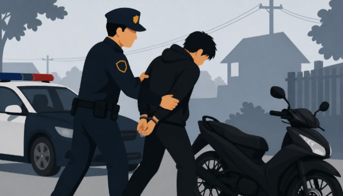 Ilustrasi penangkapan pelaku curanmor (Foto AI)