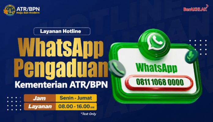 Layanan Hotline WhatsApp Pengaduan Kementerian ATR/BPN