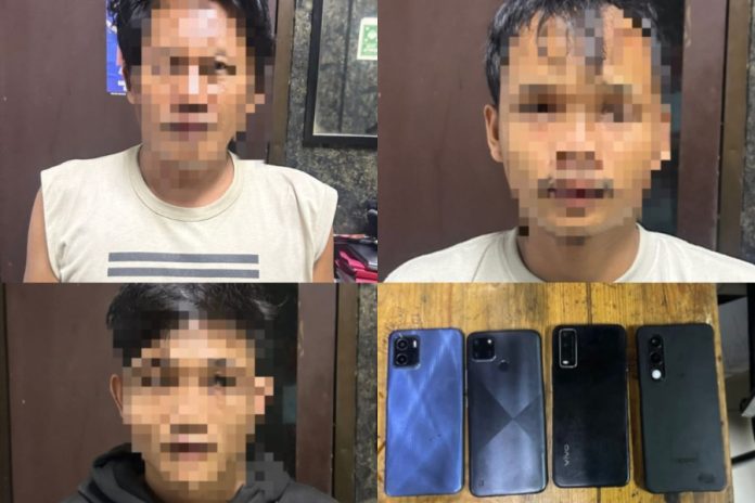 Para Tersangka dan barang bukti handphone hasil curian
