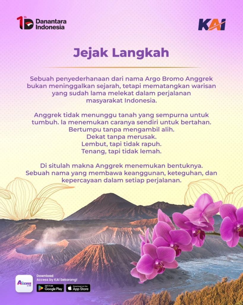Informasi KA Argo Bromo Anggrek Kini Jadi KA Anggrek (Foto : Instagram/kai121)