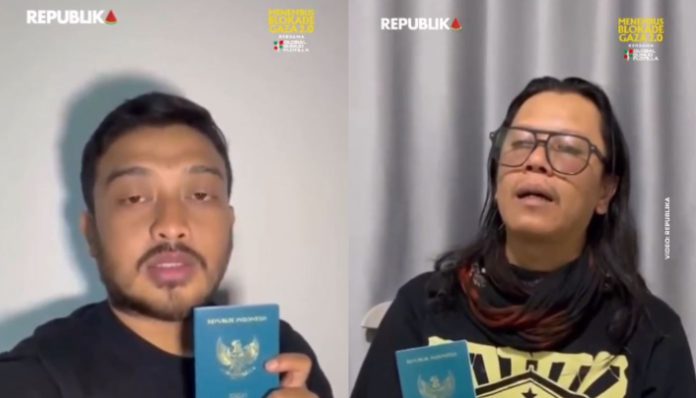 Tangkapan layar unggahan media sosial X_Twitter Republika yang memperlihatkan jurnalis Bambang Noroyono dan Thoudy Badai menyampaikan pesan darurat