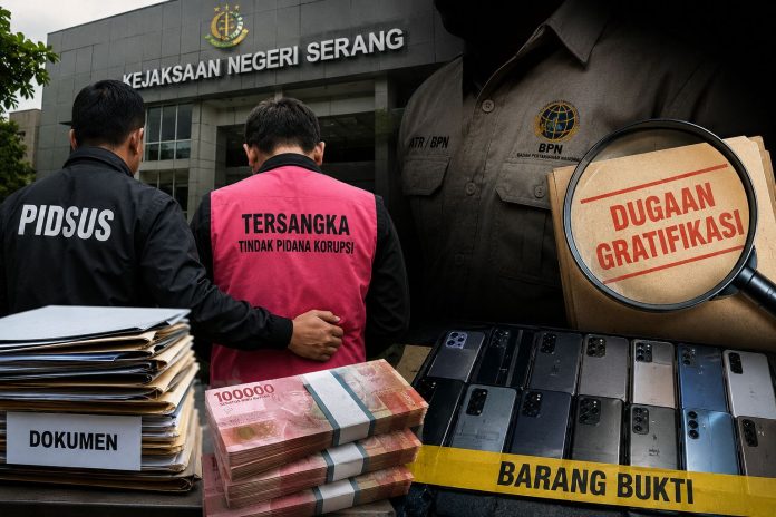 Kejari Serang menetapkan tersangka kasus dugaan gratifikasi oknum pegawai BPN Kota Serang (Foto: Generative AI)