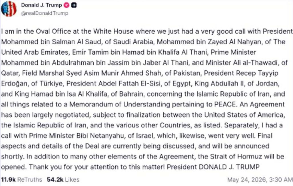 Unggahan Donald Trump (Foto: X/ realdonaldtrump)