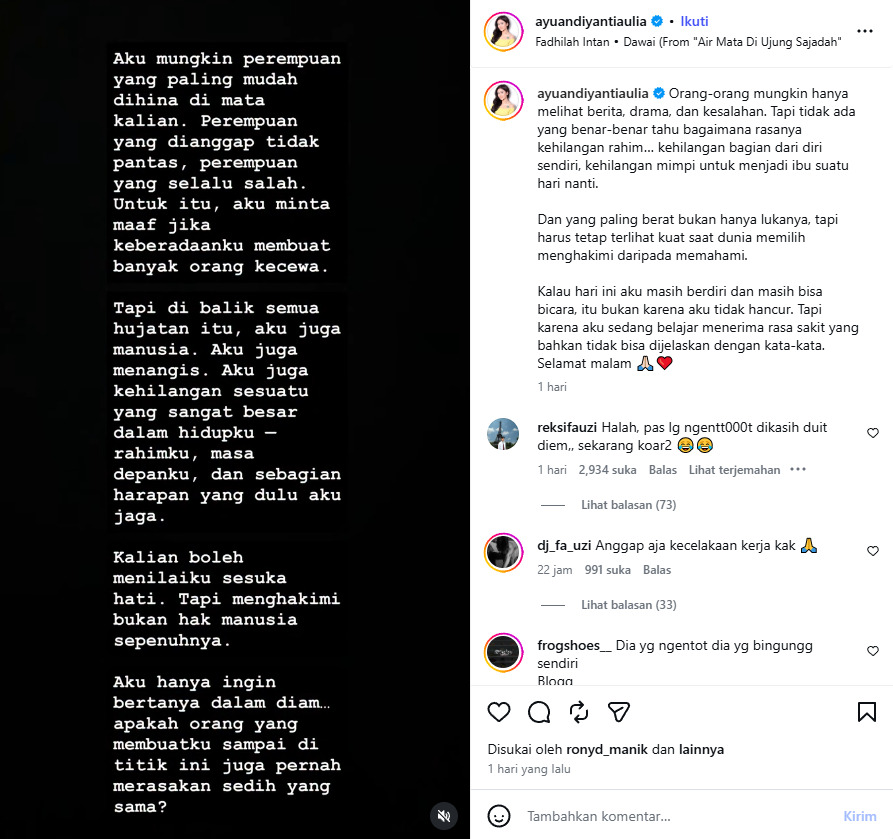Pengakuan Ayu Aulia terkait adanya hubungan dengan bupati inisial R