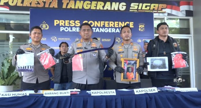 Polresta Tangerang menggelar konferensi pers terkait pengungkapan kasus tawuran antar gangster
